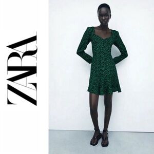 Elegant Green Houndstooth Dress